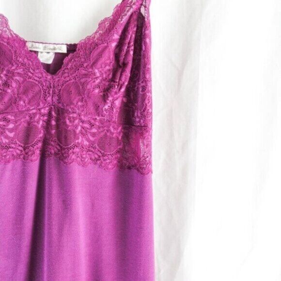 Linea Donatella Purple Babydoll Slip Dress Nightgown Chemise Lace Top Large - Picture 2 of 5
